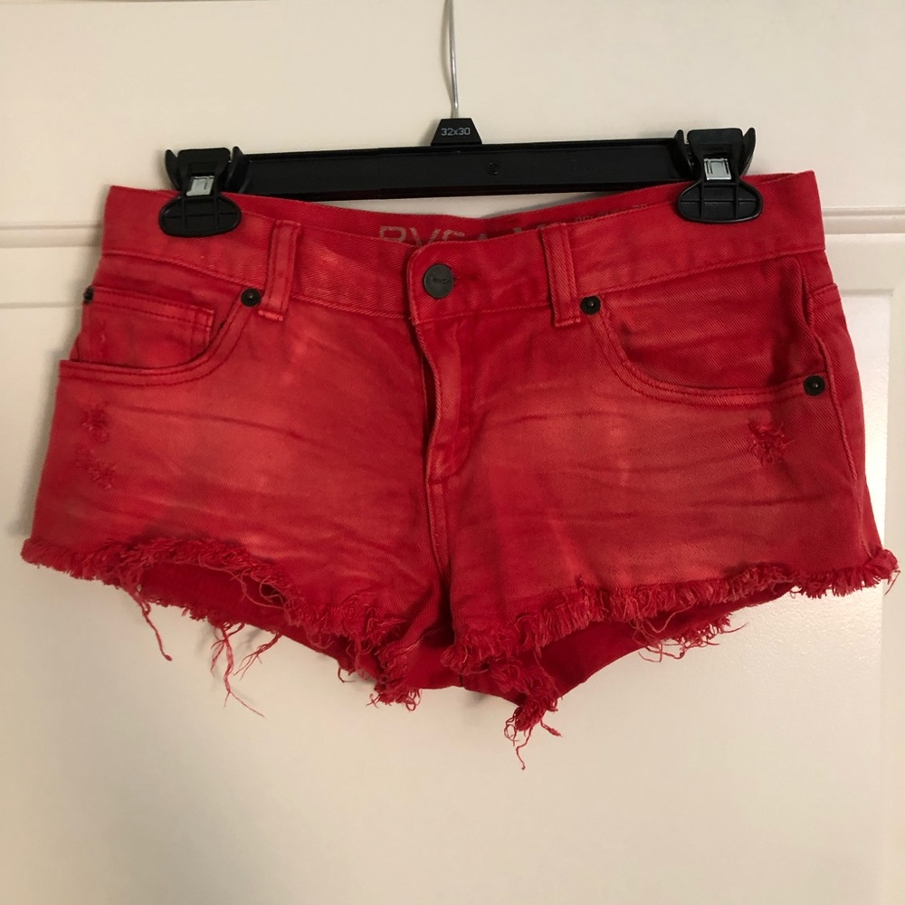 RVCA Red Denim Shorts